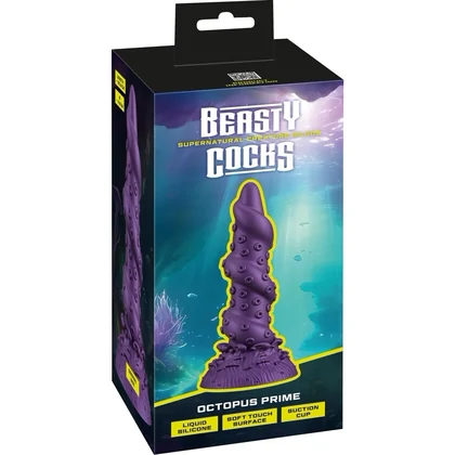 Octopus Prime — Dildo Din silicon Lichid, Ventuză 20.2 cm Mov