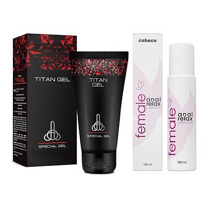 Pachet Cremă Mărirea Penisului Titan Gel Original 50ml + Lubrifiant Anal Female Cobeco Relax 120ml
