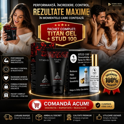Pachet Cremă Mărirea Penisului Titan Gel Original + Spray Stud 100 Original