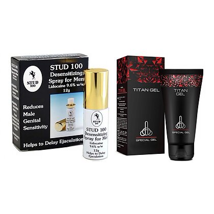 Pachet Cremă Mărirea Penisului Titan Gel Original + Spray Stud 100 Original