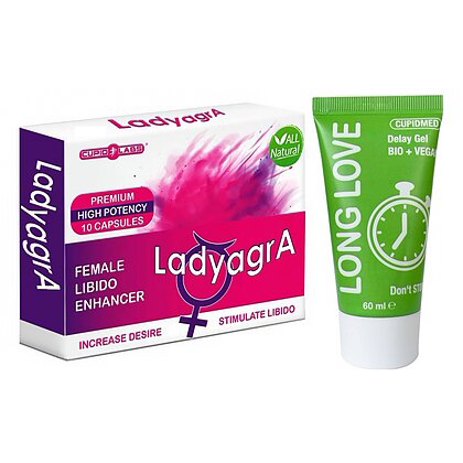 Pachet Pastile Libido Ladyagra 10capsule + Gel Ejaculare Precoce Long Love 50ml