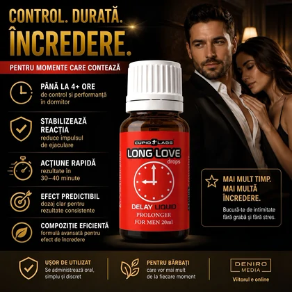 Pachet Picături Ejaculare Precoce Long Love 20ml + Parfum Feromoni Top Musk 75ml