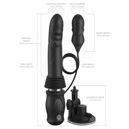 Pipedream Vibrator De Împingere 7.6 cm, 10 Moduri, USB C Negru