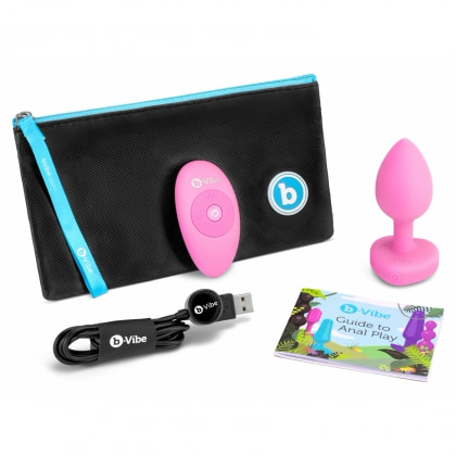 Plug Anal B-Vibe cu Inimă - 15 Moduri, 6 Nivele Roz