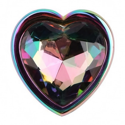 Rainbow Heart Plug Anal Din Aluminiu cu Bijuterie, Potrivită Multicolor