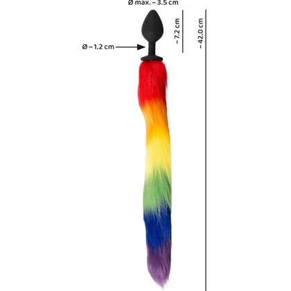Plug Anal You2Toys cu Coadă Pufoasă Rainbow 42 cm Negru