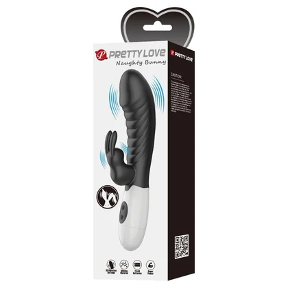 Pretty Love Naughty Bunny – Dublu Stimulator, 30 Moduri Negru