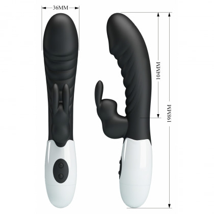 Pretty Love Naughty Bunny – Dublu Stimulator, 30 Moduri Negru