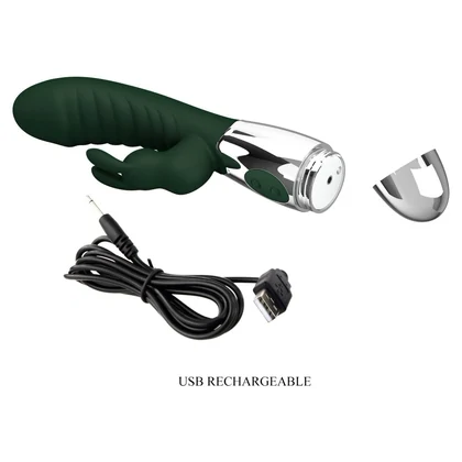 Pretty Love Naughty Bunny Green — 30 Moduri, Dublă Stimulare Verde