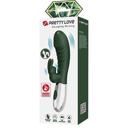 Pretty Love Naughty Bunny Green — 30 Moduri, Dublă Stimulare Verde