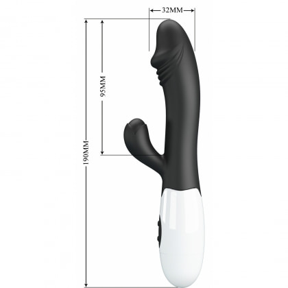 Pretty Love Snappy Black — Iepuraș Dual, 30 Moduri Negru