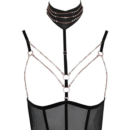 Body Abierta Fină Tessa Negru XL