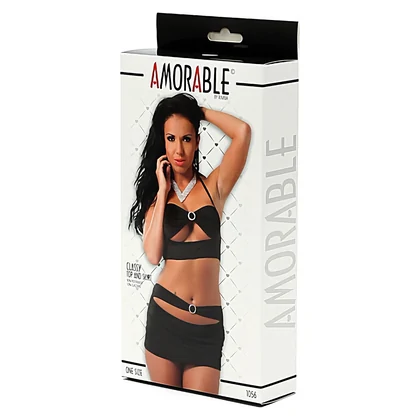 Set Amorable Mini Skirt With Top Negru S-L