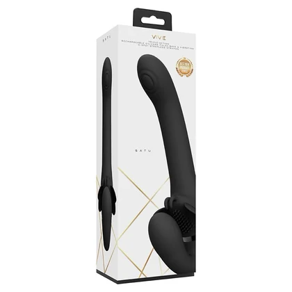 Satu Pulse-Wave And Vibrating Strapon Negru