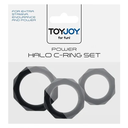 Set 3 Inele Penis Power Halo C-Ring Set Negru
