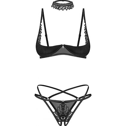 Set 3 Piese Obsessive Donarella Negru XS-S