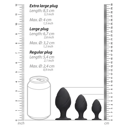 Set Anal Plug Swirled Negru