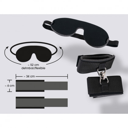 Set Blindfold Handcuffs Negru