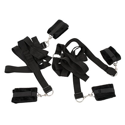 Set Cătușe Mâini Și Glezne Bed Shackles Negru