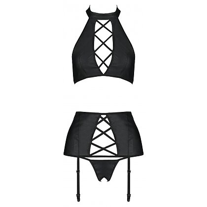 Set Din Piele Passion Nancy Negru L-XL