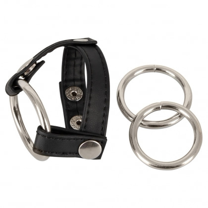 Set Inele Penis Leather Strap Negru