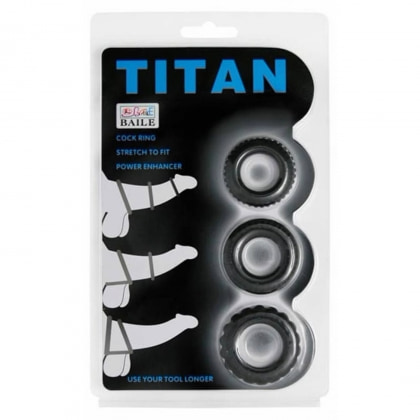 Set Inele Penis Titan 3 în 1 Silicone Negru