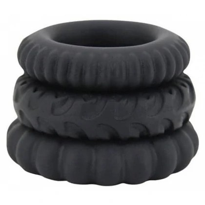 Set Inele Penis Titan 3 în 1 Silicone Negru