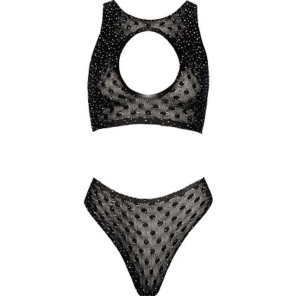 Set Intim Fantasy Cottelli Collection – Top + Tanga S-L Negru S-L