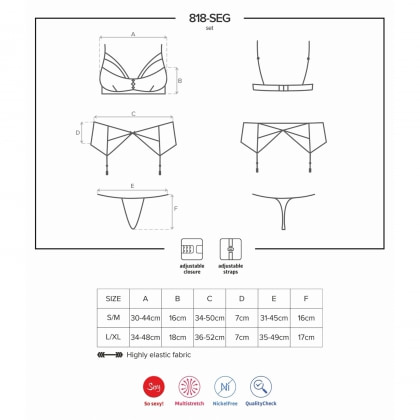 Set Lenjerie Intimă Obsessive 818-SEG Negru S-M