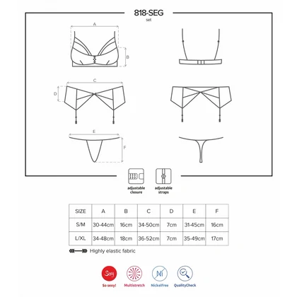 Set Lenjerie Intimă Obsessive 818-SEG Negru L-XL