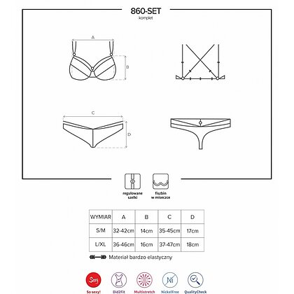 Set Obsessive 860-SET Roșu S-M