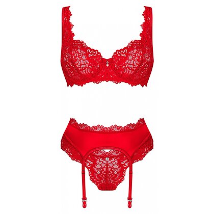 Set Obsessive Amor Cherris 3 Piese Roșu S-M
