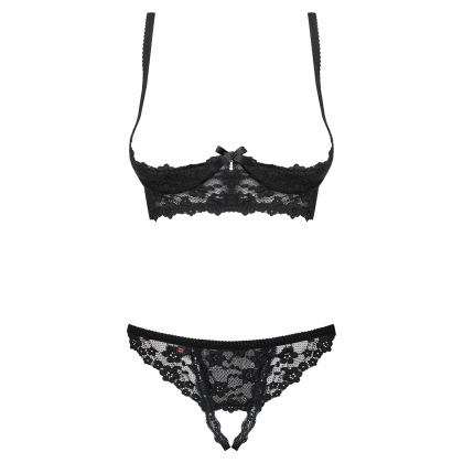 Set Fără Cupe Obsessive Letica Negru S-M