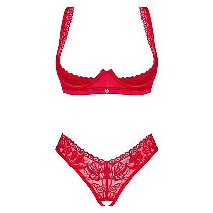 Set Obsessive Lacelove Cupless Roșu M-L