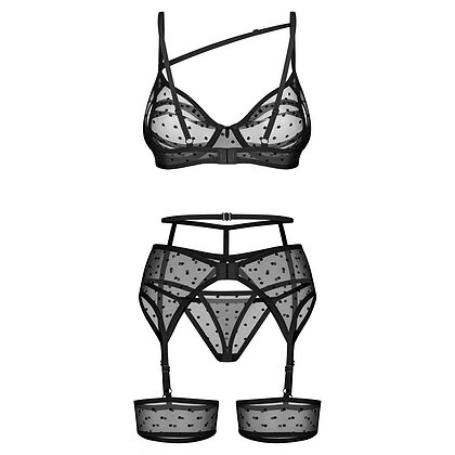 Set Obsessive Suspender Nuites Negru L-XL