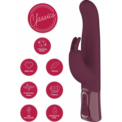 She.E.O Rabbit Rotativ Reîncărcabil — 10 Vibrații, 3 Rotații Vișiniu