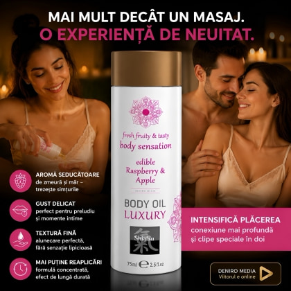 Shiatsu Ulei Comestibil Zmeură și Măr 75 ml Catifelat