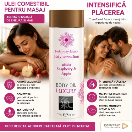 Shiatsu Ulei Comestibil Zmeură și Măr 75 ml Catifelat