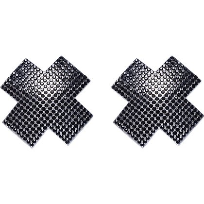 Stickere Pentru Sfârcuri Cruce – Cristale Negre, Set 2 Negru