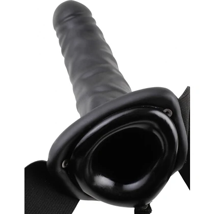Strap On Cu Vibrații Hollow 20.3cm Negru