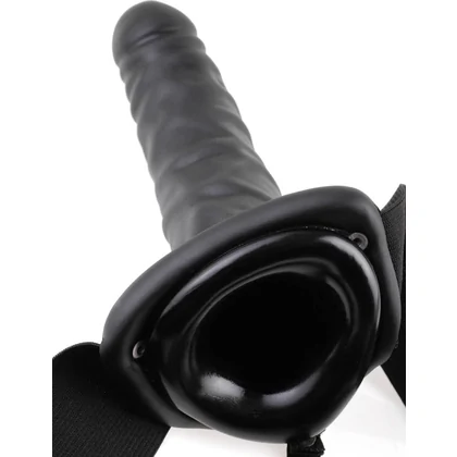 Strap On Cu Vibrații Hollow 20.3cm Negru