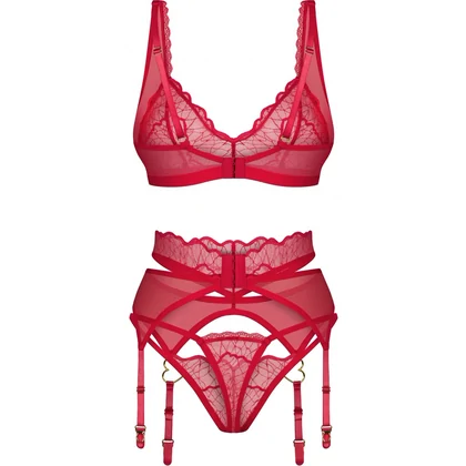 Suspender Set Obsessive Cupide Desir Roșu S-M