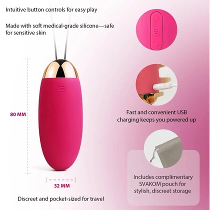 Svakom Elva Remote Control Vibrating Egg Roz
