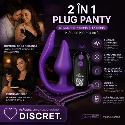 Sweet Smile Plug Panty 2în1, Reîncărcabil, 7 Moduri Mov