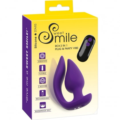 Sweet Smile Plug Panty 2în1, Reîncărcabil, 7 Moduri Mov