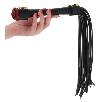 Taboom Wild Roses — Flogger Negru cu Trandafir Din Piele