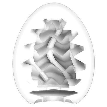 TENGA Egg Wavy II, Compact si Discret cu Textura Ondulata Alb