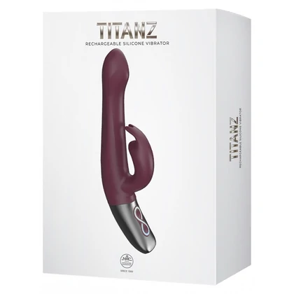 Titanz NMC 21.5cm — 10 Vibrații + 10 Rotații, Reîncărcabil Roșu
