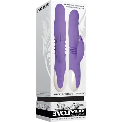 Vibrator Evolved Thick Bunny Cu Împingere Mov