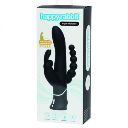 Vibrator Triplu Happy Rabbit Negru